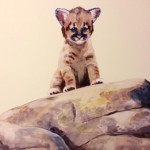 hand painted mural of baby mountain lion by Boulder Murals