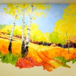 Mountainland Pediatrics murals, aspens, bears, columbine, trout