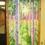 hand painted mural of Aspens in the sunlight by Boulder Murals