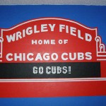 hand painted mural of Wrigley Field in a bedroom by Boulder Murals